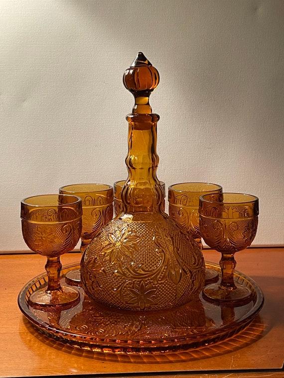 Vintage Amber Glass Decanter